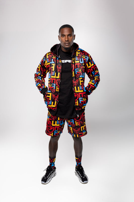 Men Colorful Fleece Zip Hoodie