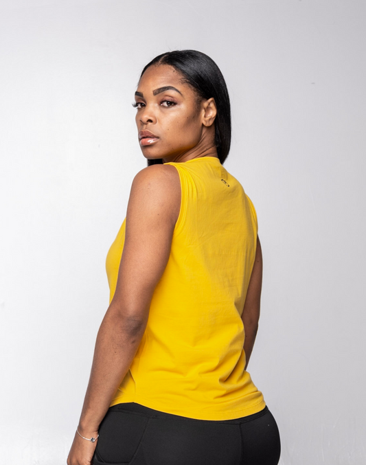 Women Fitted Sleeveless Tee Yellow