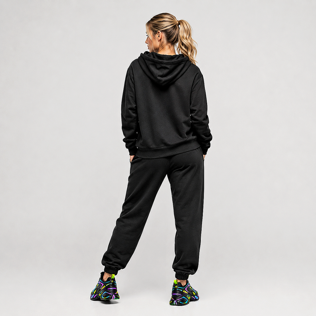 Men Black Fleece Zip Hoodie