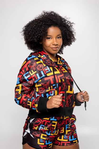 Women Colorful Fleece Full Zip Hoodie